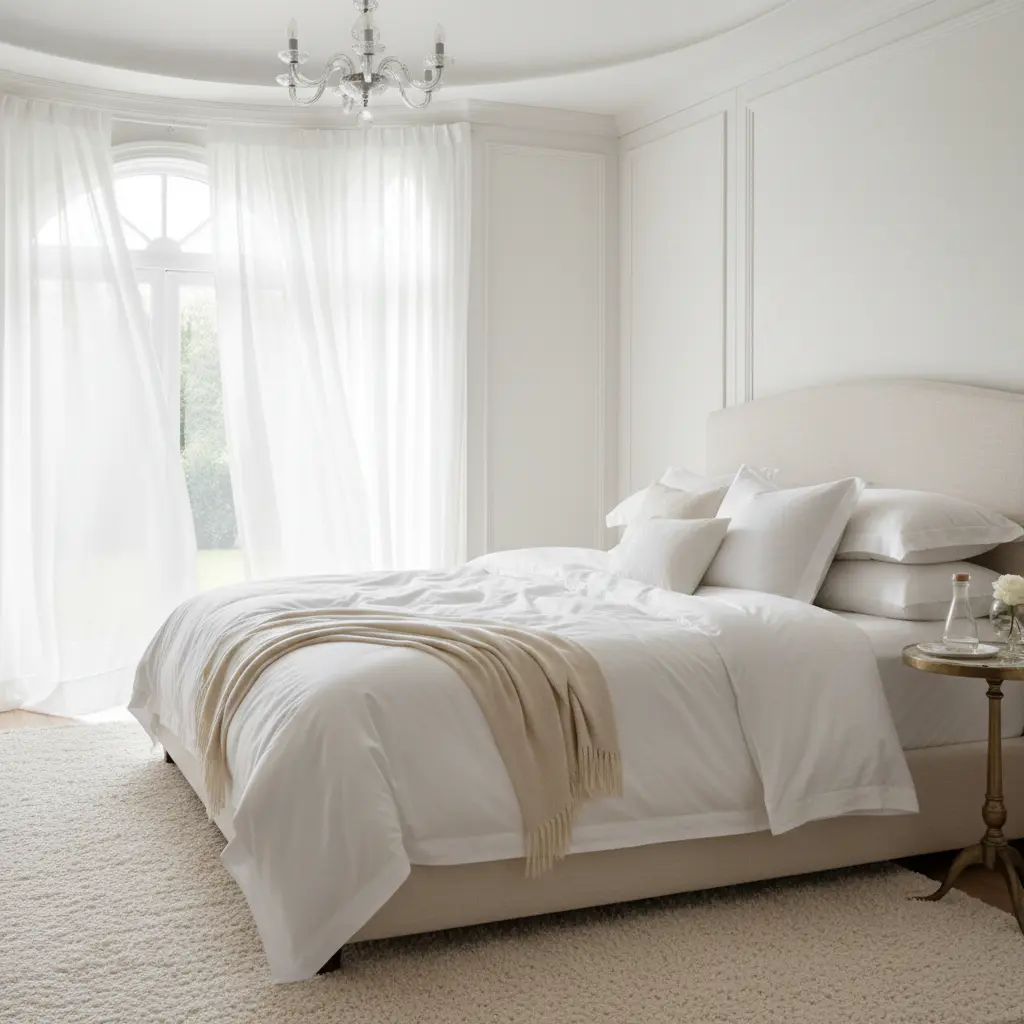 Dormitorio principal con sábanas de seda Silvara